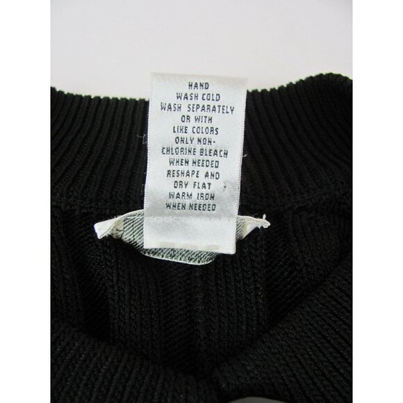 Laura Ashley Cardigan Sweater Size Petite Medium Daisy Fields Black Wide Ribbed - Picture 7 of 7